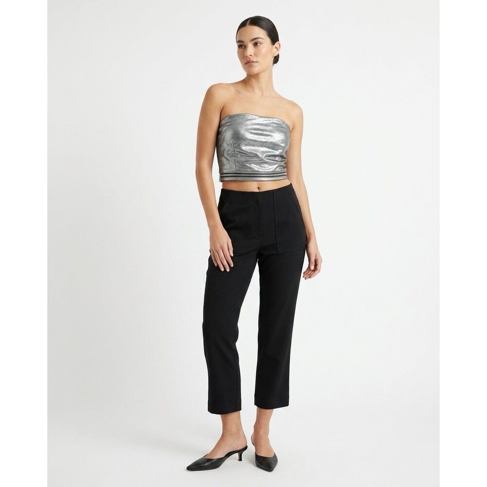 Belle By Kim Gravel Black Cropped Jeans With Zippers On Bottom Womens Size 6